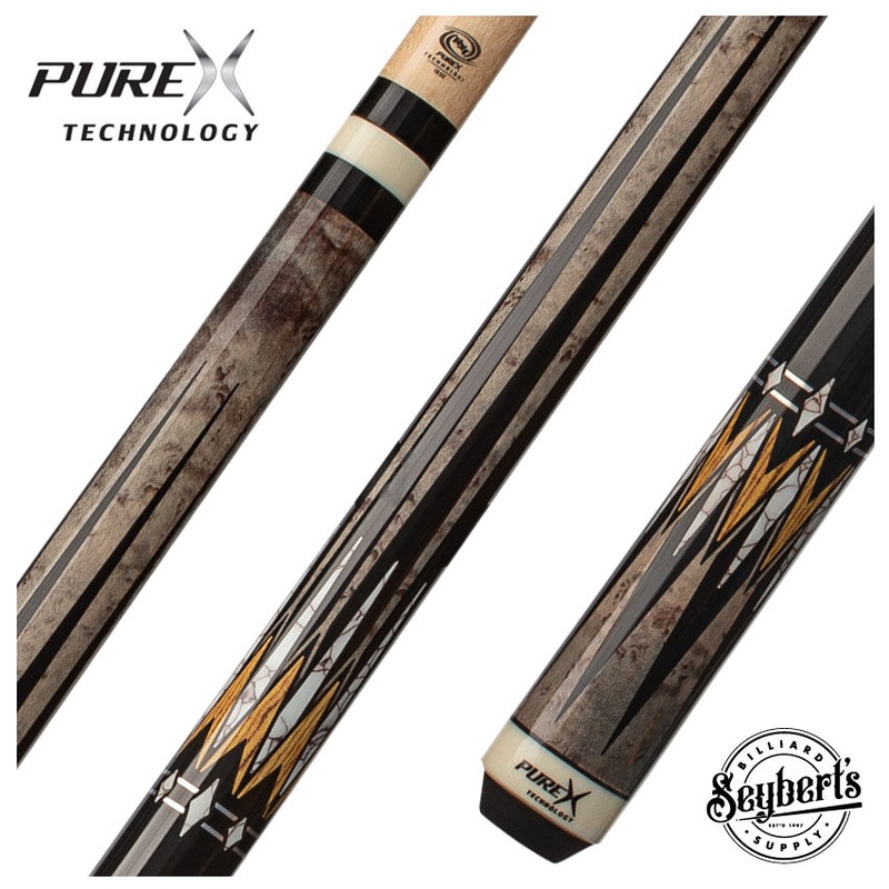 Pure X Gray-Stained Birdseye Maple and Bocote Graphic Wrapless Pool Cue