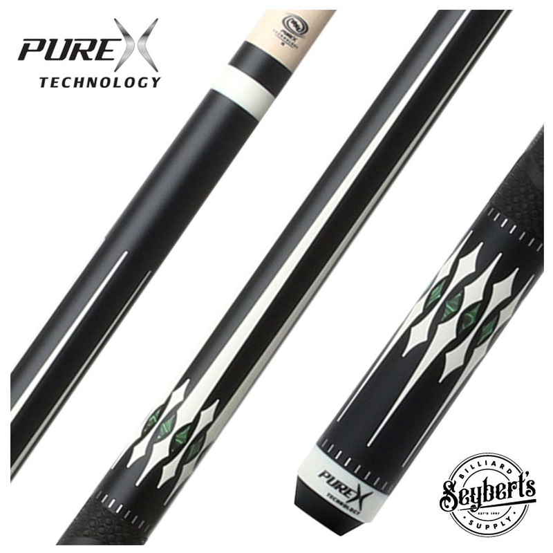 Pure X Matte Black with Imitation Bone and Malachite Graphic Pool Cue with MZ Sportgrip Wrap