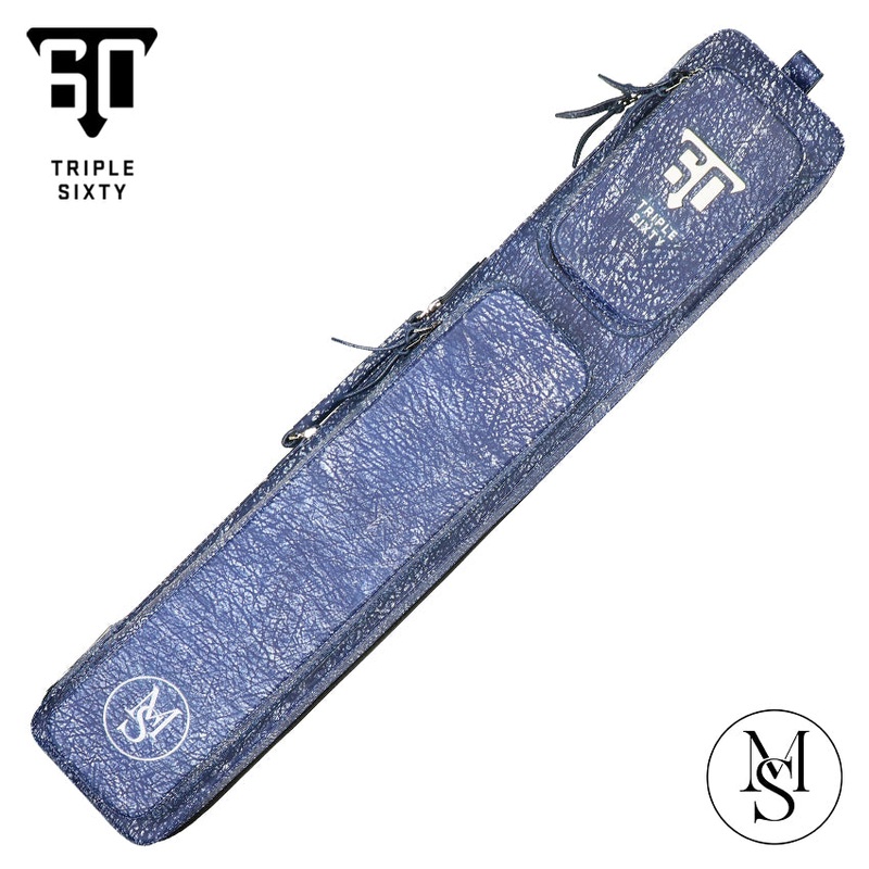 Triple 60 Margaret Styer Limited Edition 3×6 Custom Two-Tone Blue/White Leather Butterfly Soft Cue Case