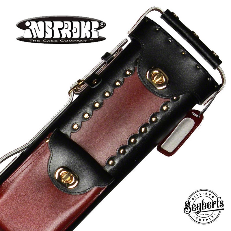 Instroke Geo Leather Black/Burgundy 2×3 Pool Cue Case – GEO2X3BBU