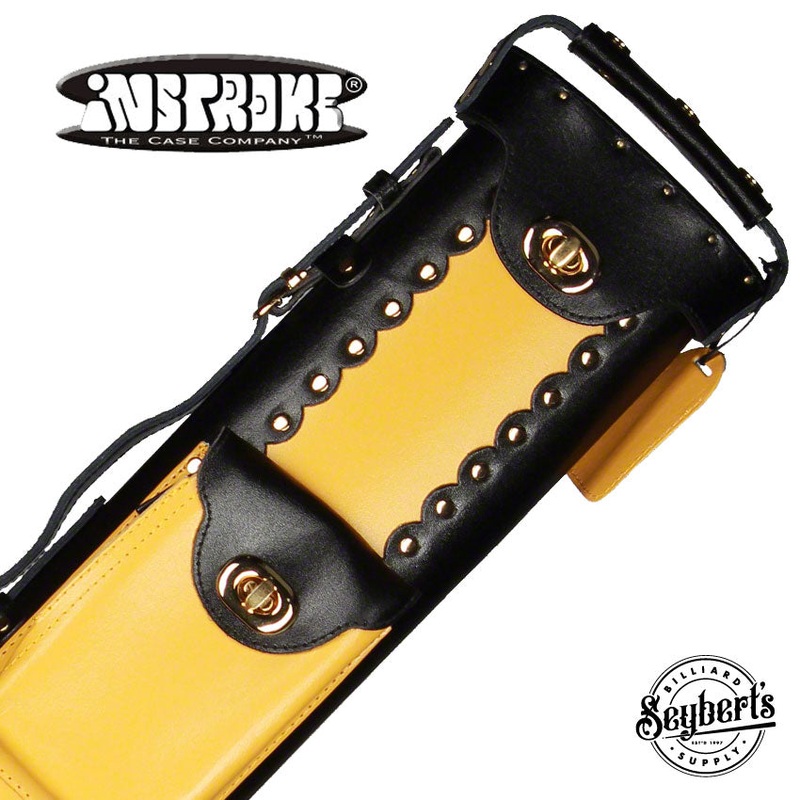Instroke Geo Leather Black/Yellow 2×3 Pool Cue Case – GEO2X3BY