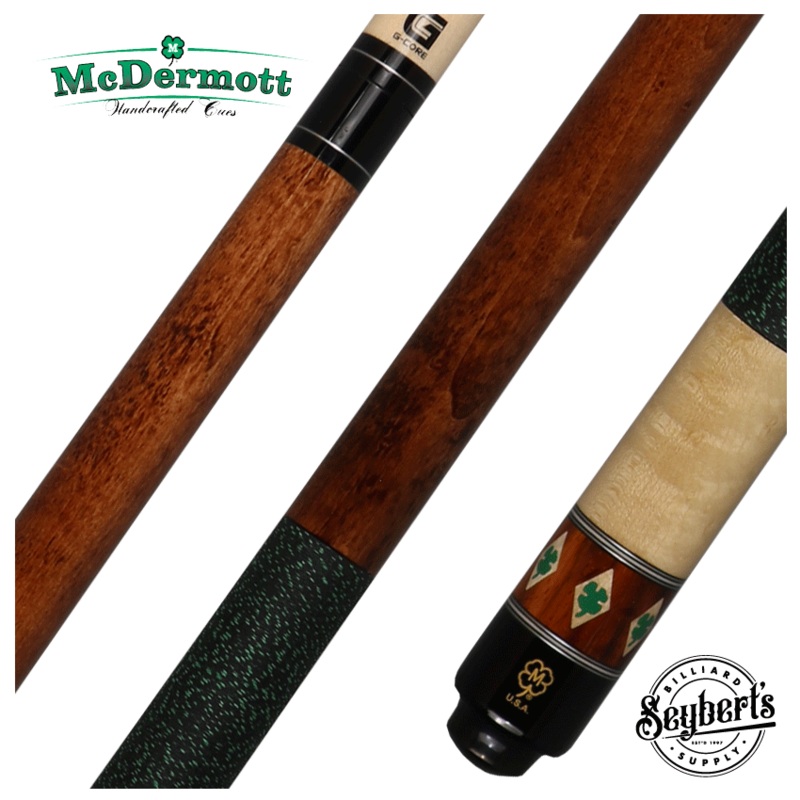 McDermott G Series Dark Cherry Stained Maple with Green Clover Inlays Pool Cue – G331