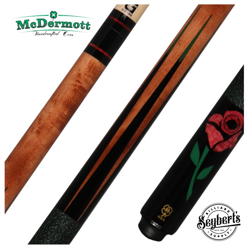 McDermott G Series Light Cherry Stained Maple with Rose Inlays Pool Cue – G435