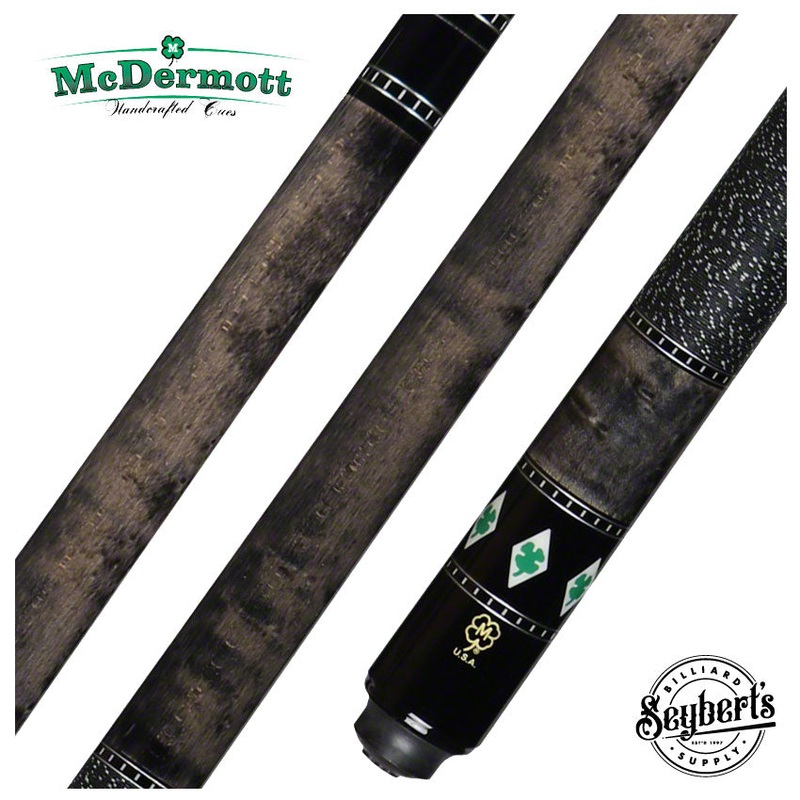 McDermott Select Series Light Gray Stained Birdseye Maple with Green Clover Inlays Pool Cue – SL03