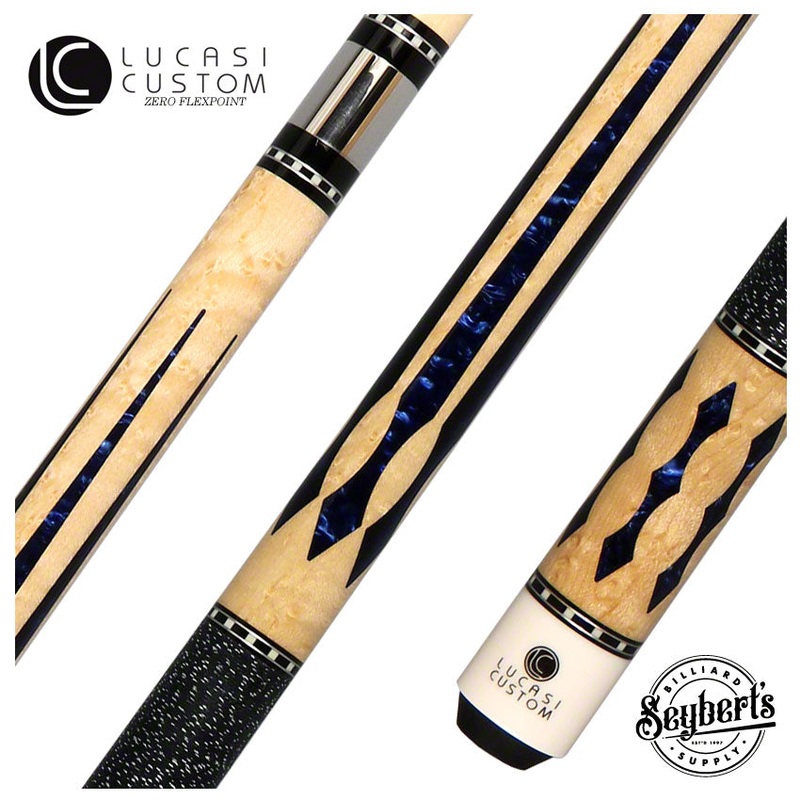 Lucasi Zero Flexpoint Birdseye Maple with Blue Luster Pool Cue – LZ2004NB