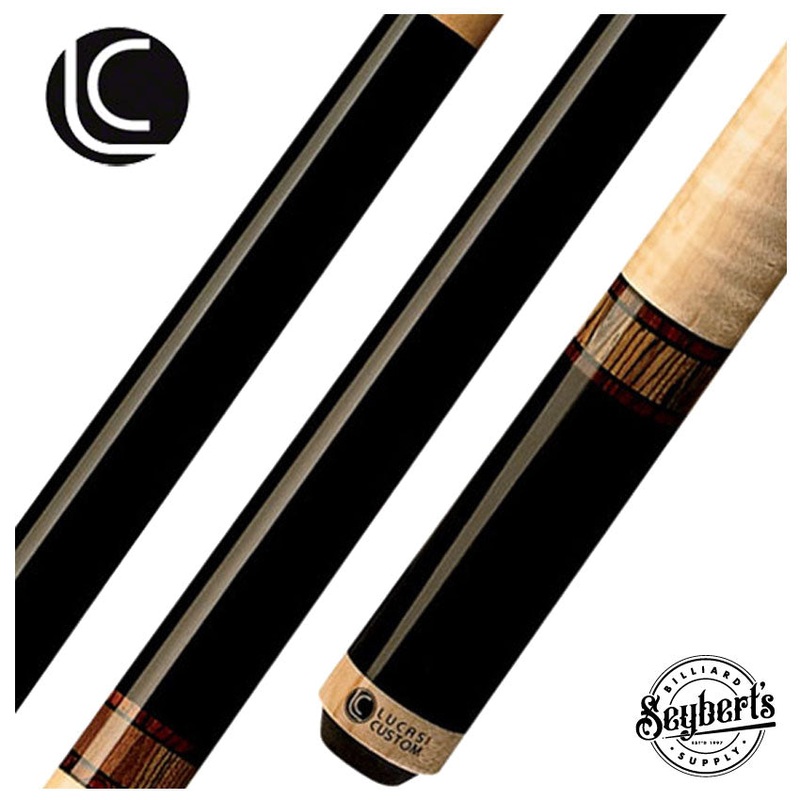 Lucasi  Zero Flexpoint Midnight Black Cocobolo with Bocote Rings and Wrapless Curly Maple Pool Cue – LZC12
