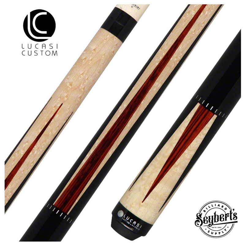 Lucasi Zero Flexpoint Natural Birdseye Maple with 6 Midnight Black Points and Rengas/Black Wrapless Handle Pool Cue – LZC41