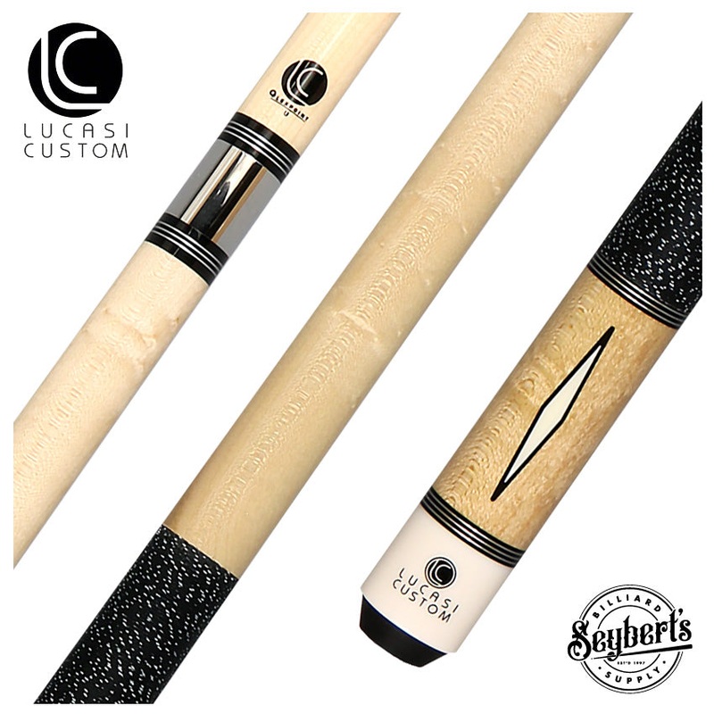 Lucasi  Zero Flexpoint Natural Birdseye Maple with Imitation Bone Inlays and Black and White Linen Wrap Pool Cue – LZD2