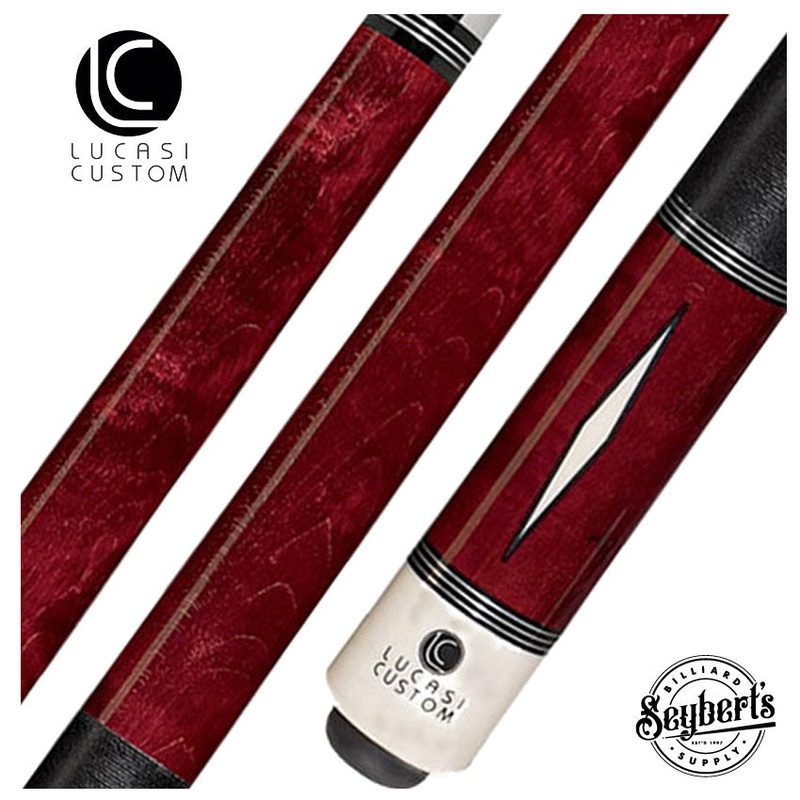 Lucasi  Zero Flexpoint Venetian Red Stained Birdseye Maple with Imtitation Bone Inlays and Black Linen Wrap Pool Cue – LZD1
