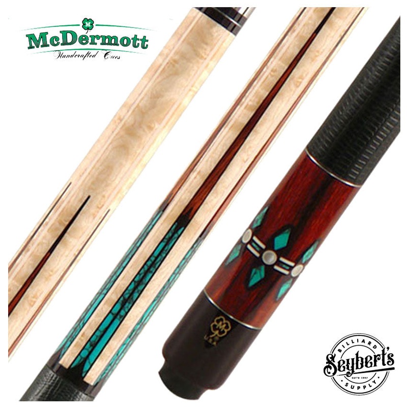 McDermott G Series Birdseye Maple Forearm with Turquoise and Cocobolo Points Pool Cue – G606