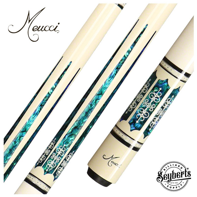 Meucci 21st Century 3 White – Blue Pearl – White Wrap Pool Cue with Pro Shaft – 2103WHBLWHP