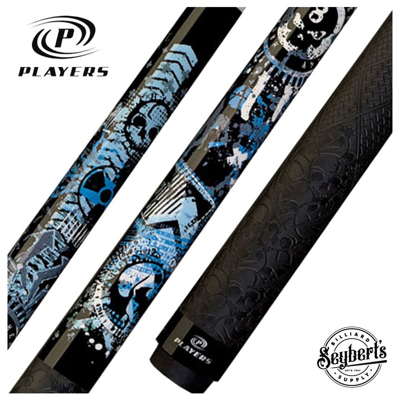 Players Blue and White Anarchy Skulls Graphic Pool Cue – DGFB