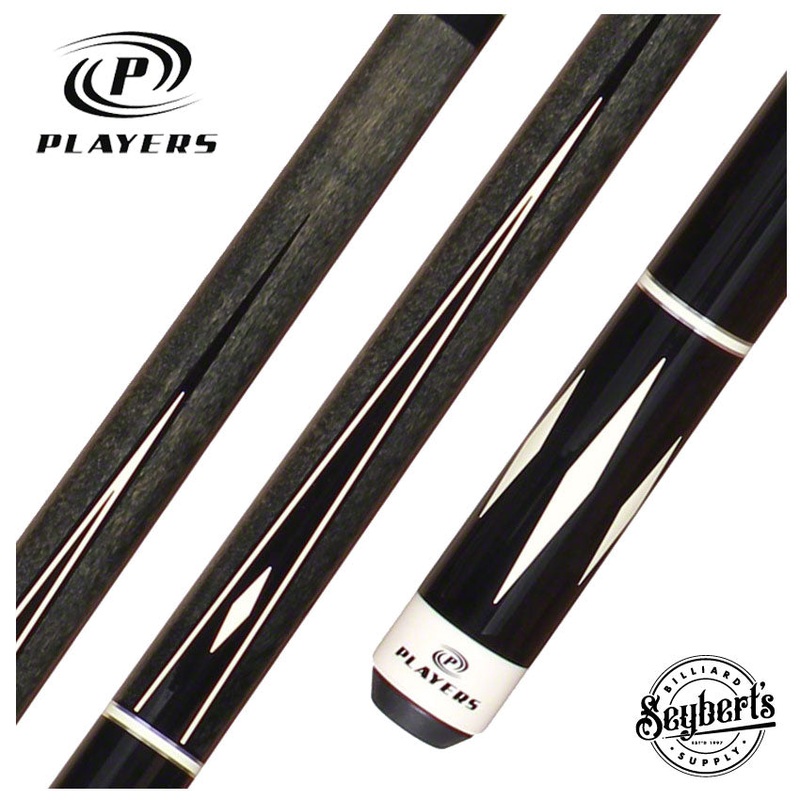 Players Classic Series Smoke Grey Stained 4 Black and White Point Graphic Pool Cue – C807