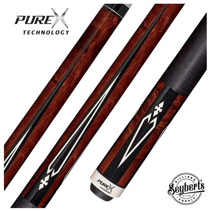 PureX Technology Pool Cue – Antique Stained Birdseye Maple with Black & White 4 Pt. Graphics – HXT15
