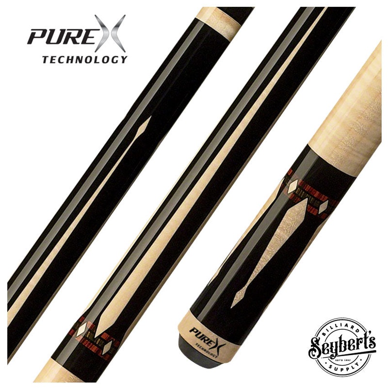 PureX Technology Pool Cue – Natural Curly Maple with Midnight Black, Cocobolo and Bocote Graphics – HXTE5