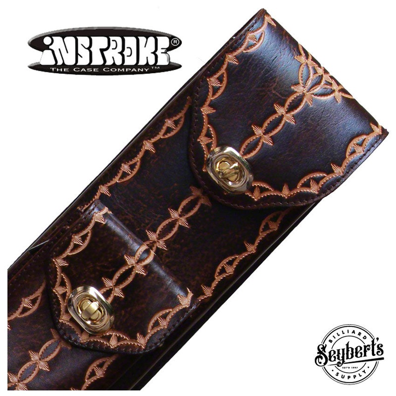 Instroke FIT-B Brown Hand Tooled 2×4 Pool Cue Case – FIT24B