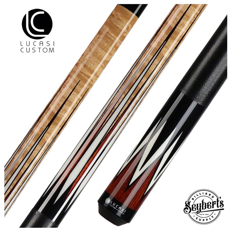 Lucasi Zero Flexpoint Antique Stained Super Birdseye Maple with Cocobolo and Black Linen Wrap Pool Cue – LZC37