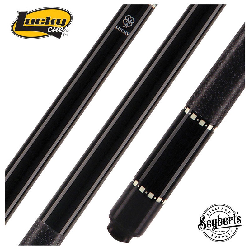 Lucky Black Pool Cue with Linen Wrap – L12