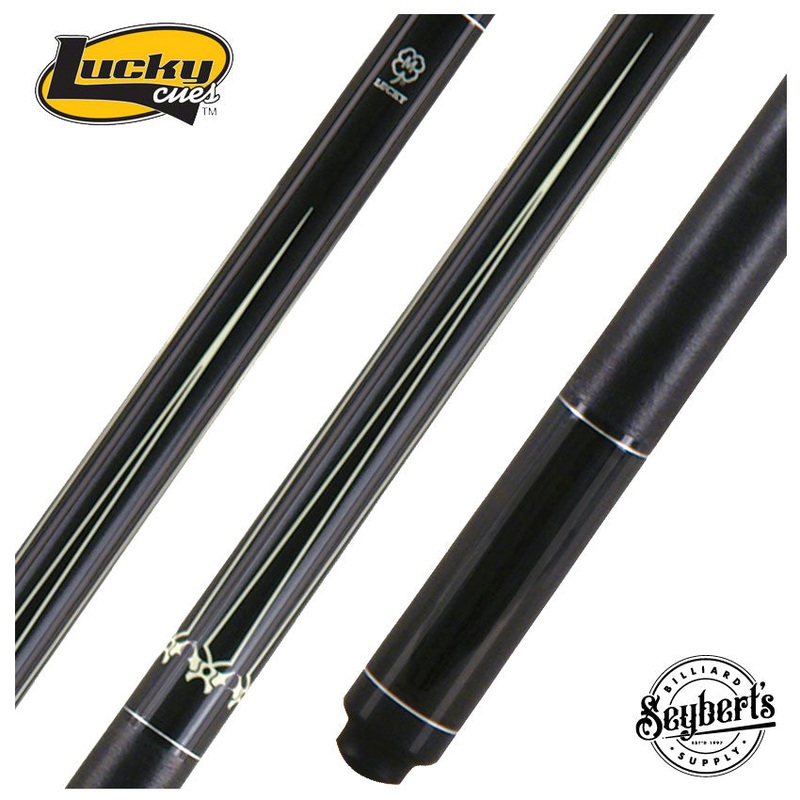 Lucky Black with 4 Points Graphic Pool Cue with Linen Wrap- L16