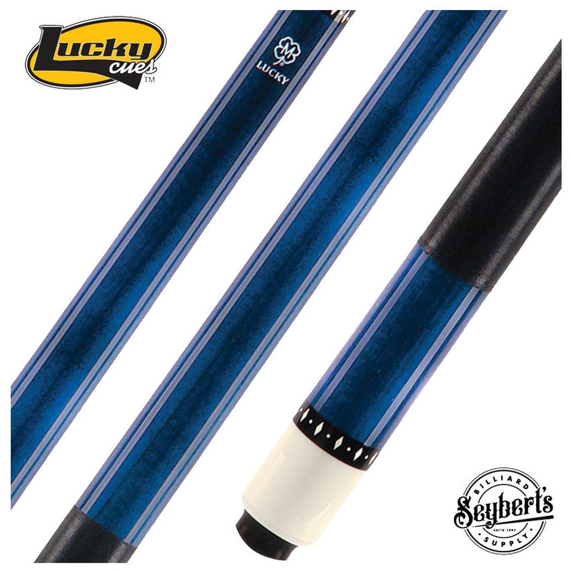 Lucky Blue Stained Maple Pool Cue with Linen Wrap – L07