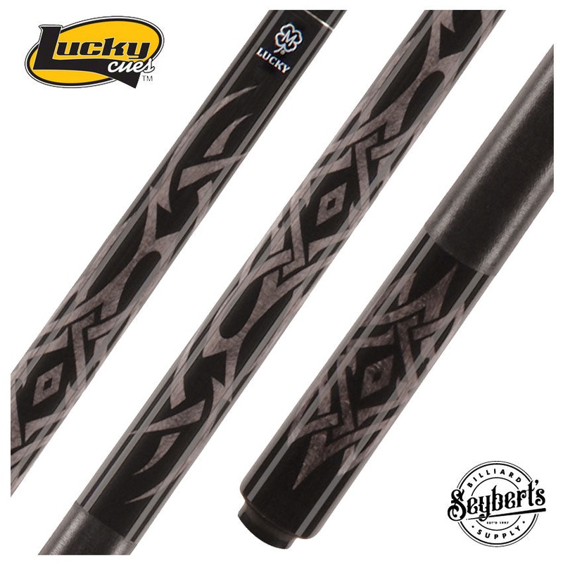 Lucky Gray Tribal Graphic Pool Cue with Linen Wrap – L48