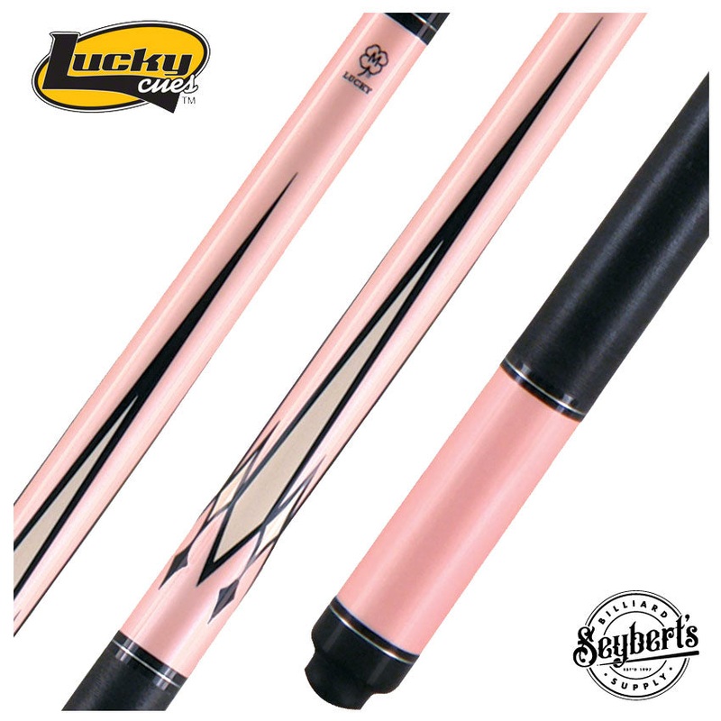 Lucky Pink with 4 Point Graphic Pool Cue with Linen Wrap – L17