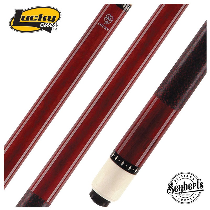 Lucky Red Stained Maple Pool Cue with Linen Wrap – L06