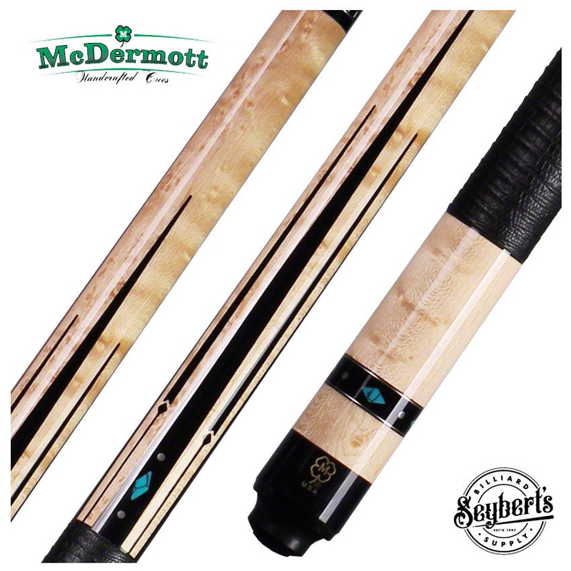 McDermott G Series Birdseye Maple Forearm with Black Points and Turquoise Inlays Pool Cue – G433