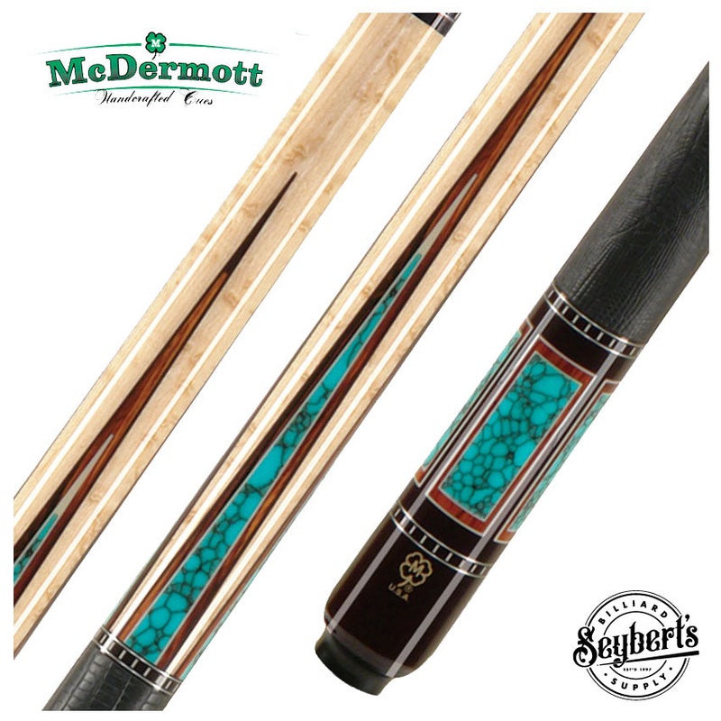 McDermott G Series Birdseye Maple Forearm with Turquoise Points and Inlays Pool Cue – G607