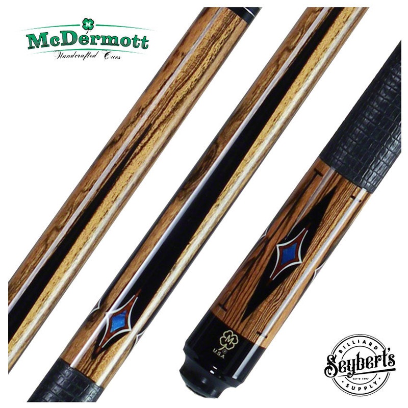 McDermott G Series Bocote Forearm with Black/White/Snakewood/Blue Pearl Points Pool Cue – G608