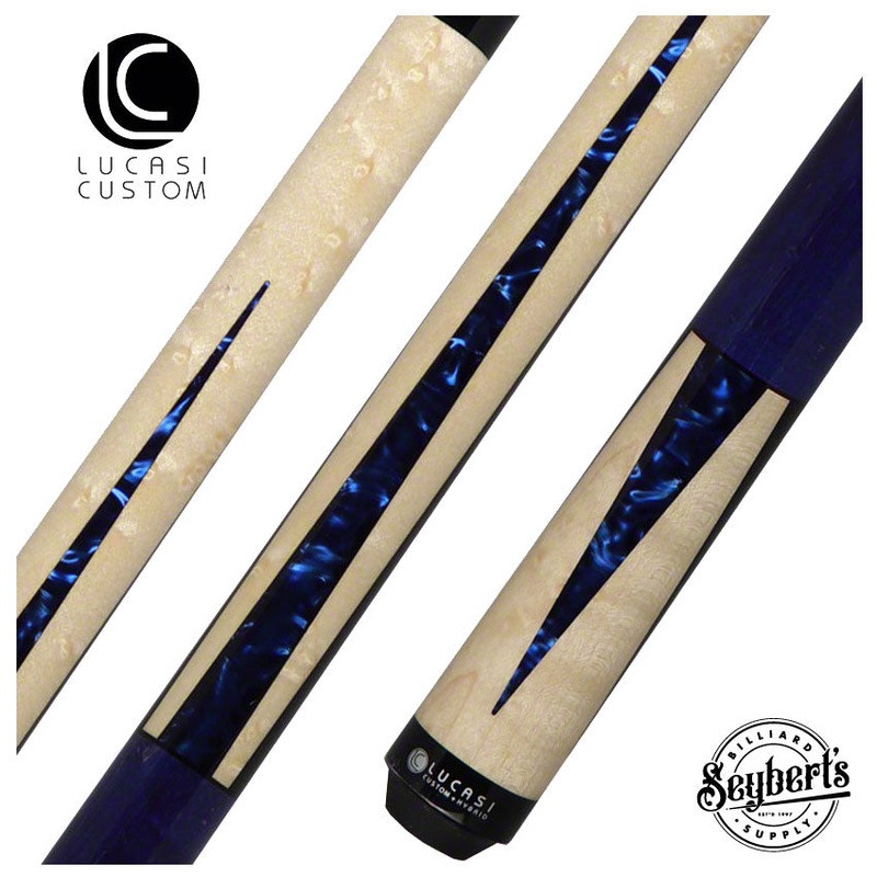 Lucasi Zero Flexpoint Natural Birdseye Maple with Blue Luster Inlays and Blue Birdseye Wrapless Pool Cue – LZC16