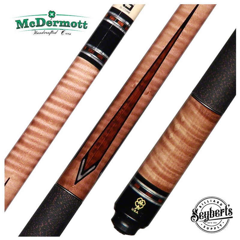 McDermott G Series Walnut Stained Curly Maple Forearm with Snakewood Points Pool Cue – G611