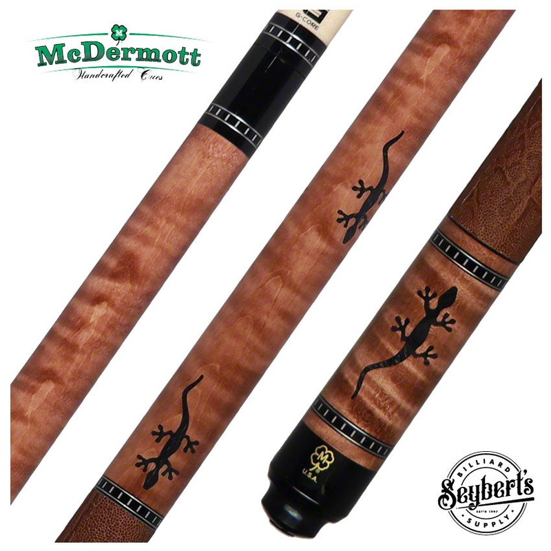 McDermott  G Series Walnut Stained Maple with Black Juma Gecko Inlays Pool Cue – G516