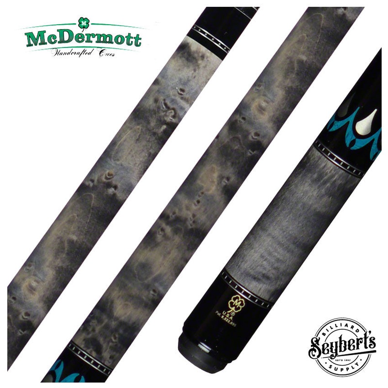 McDermott H Series Gray Stained Birdseye Maple Forearm with Black Urethane Wrapless Pool Cue – H650