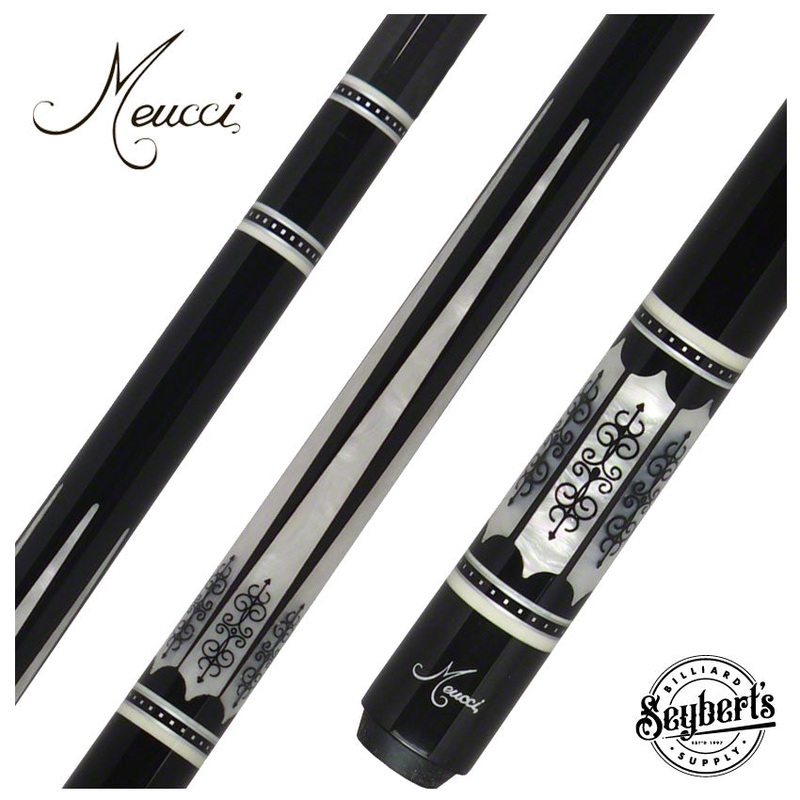 Meucci 21st Century 3 Black – MOP – Black Wrap Pool Cue with Carbon Shaft – 2103BKMOPBKC
