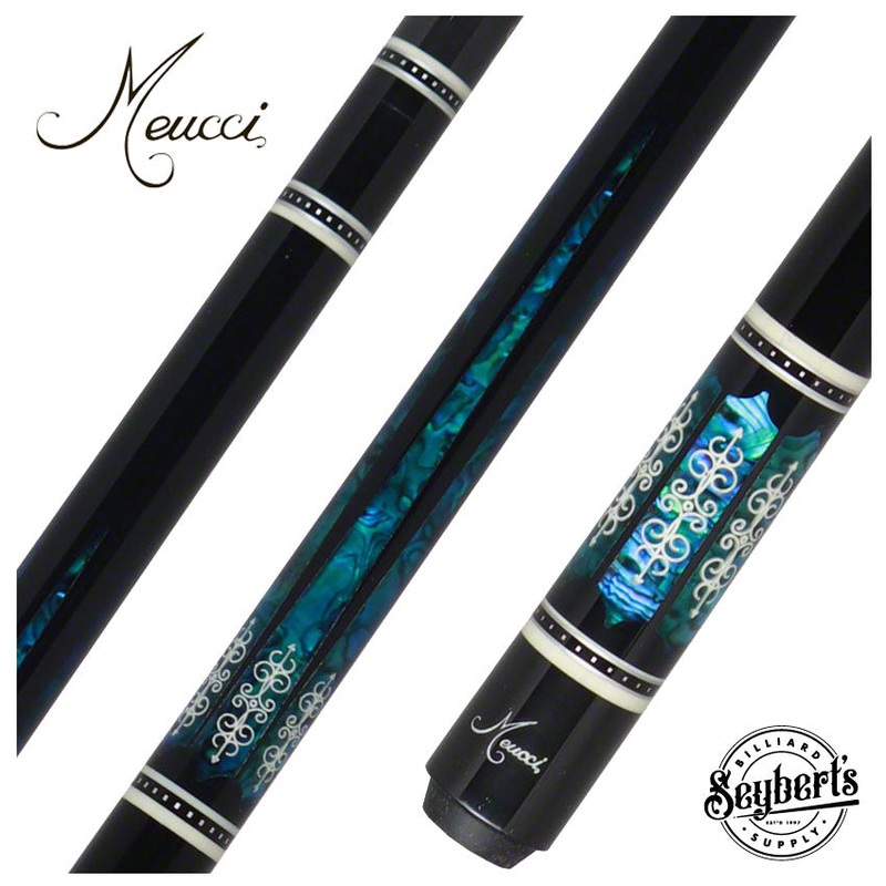 Meucci 21st Century 3 Black – Turq Pearl – Black Wrap Pool Cue with Carbon Shaft – 2103BKTURBKC