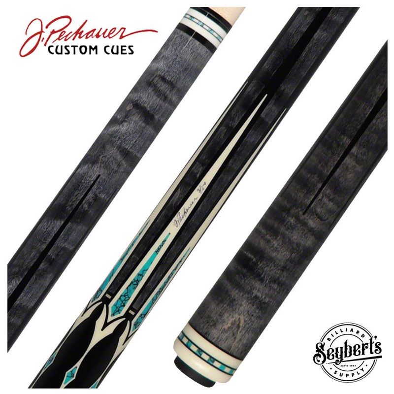 Pechauer Limited Edition Smoke Stained Maple with Sim. Ivory and Turquoise Points Pool Cue – PL21