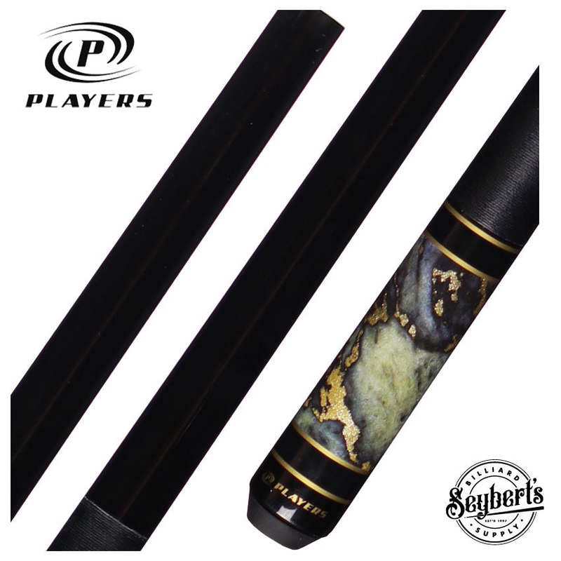 Players Classic Series Obsidian Gray, Stone and Gold Dust Graphic Pool Cue – C948