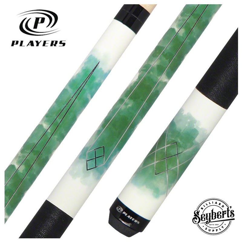 Players Classic Series White with Green Watercolor and Foil Graphic Pool Cue – C989