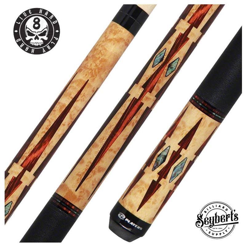 Players Exotic Series Antique Maple with Cocobolo Graphic Pool Cue – E2330