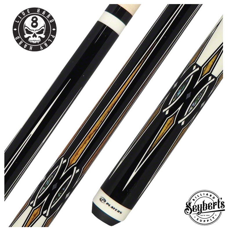 Players Exotic Series White Black and Abalone Graphic Pool Cue – E2332