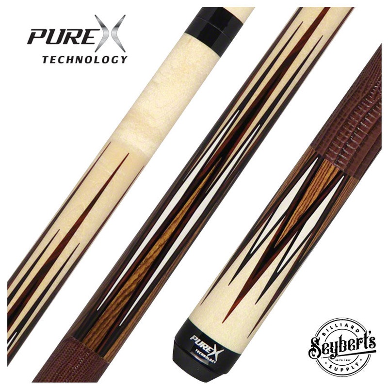 PureX Technology Pool Cue – Natural Birdseye Maple with Cocobolo, Bocote and Ivory Graphics – HXTE14