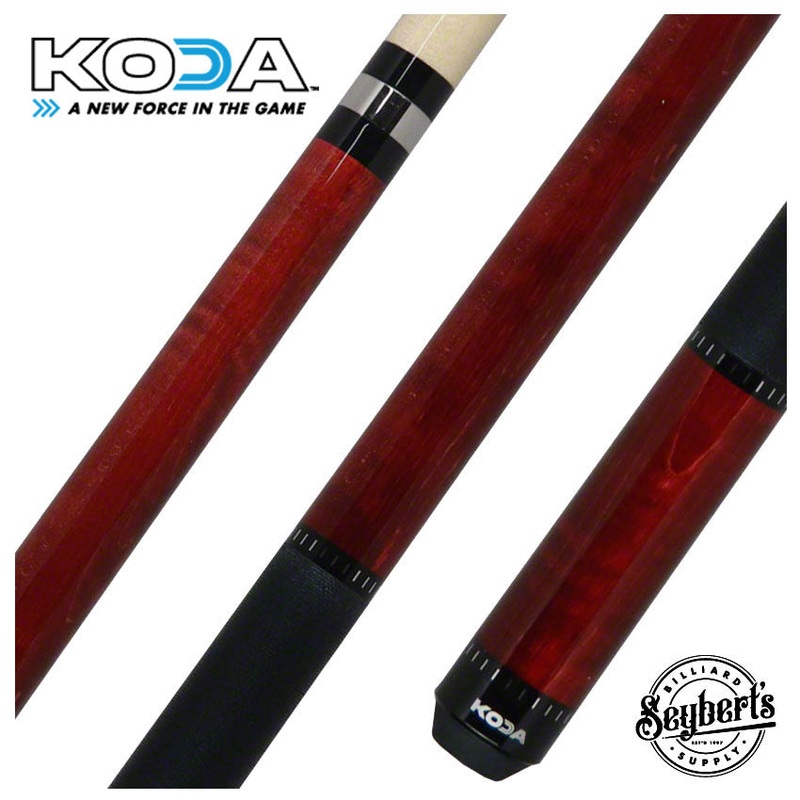 KODA Crimson-Stained Maple Pool Cue with Linen Wrap
