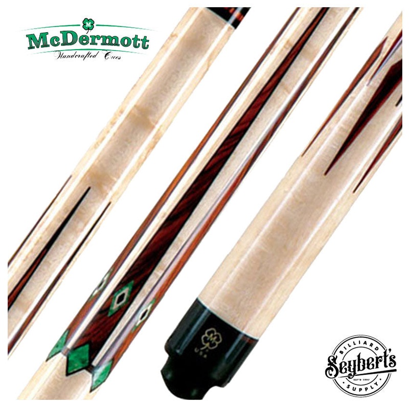 McDermott G Series Birdseye Maple Forearm with Cocobolo/Green Burl/Black Points Pool Cue – G708