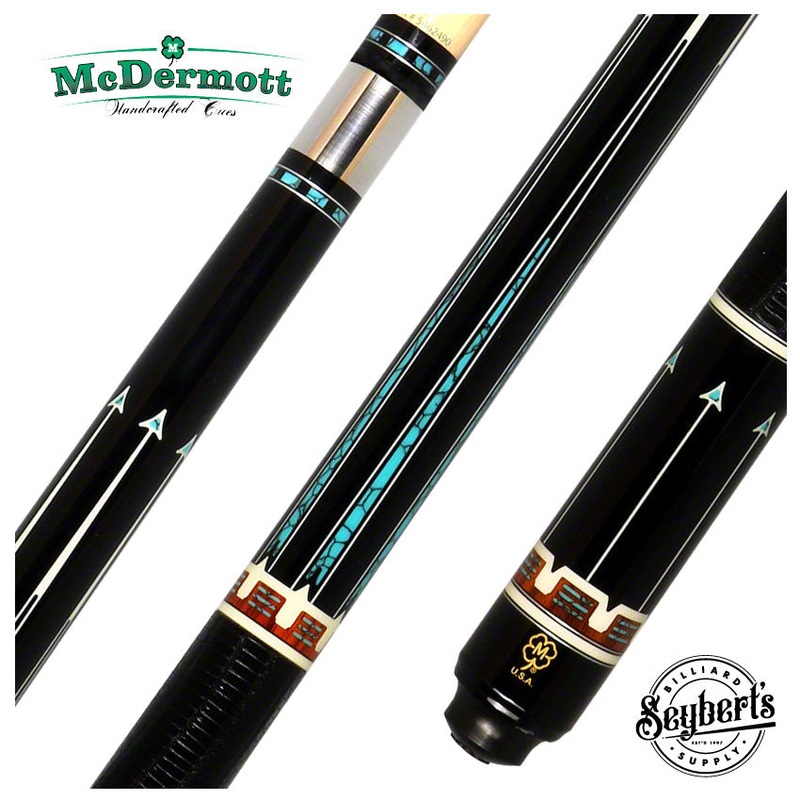 McDermott G Series Black Urethane Forearm with Turquoise Points Pool Cue – G902