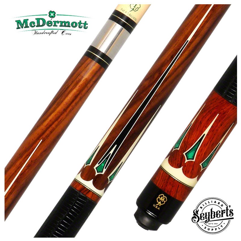 McDermott G Series Cocobolo Forearm with Green Lizard/Black/Bone Points and Inlays Pool Cue – G706