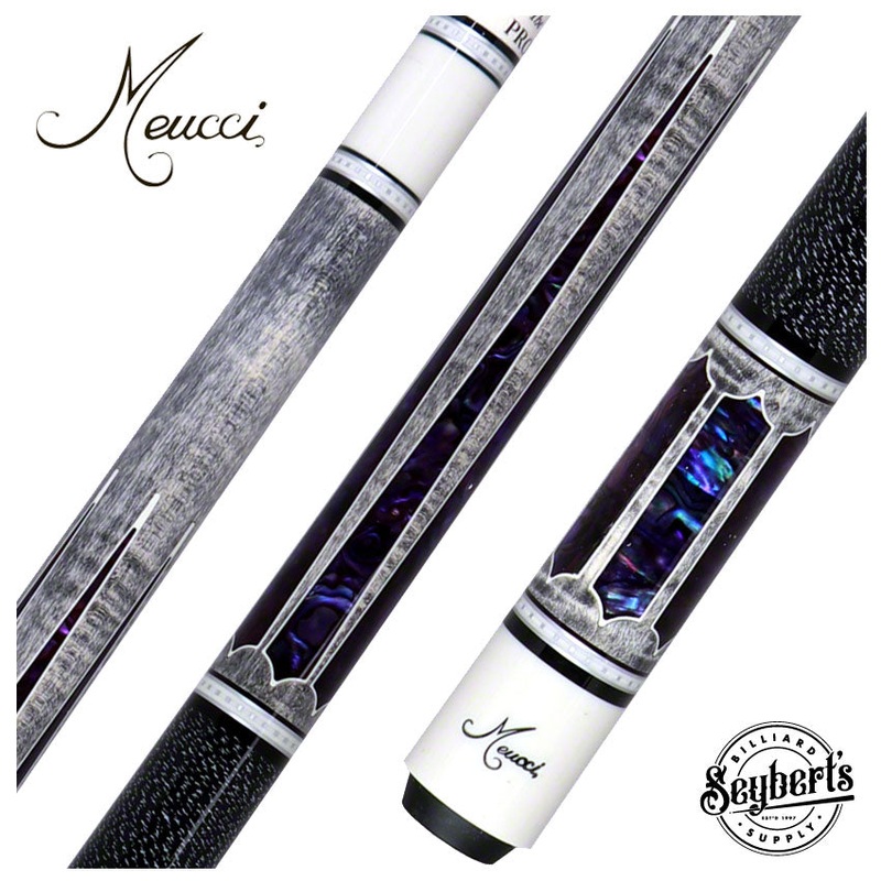 Meucci 2020 Gray – Purple Pearl – Black/White Wrap Pool Cue with Pro Shaft – 2020GYPUBKWHP