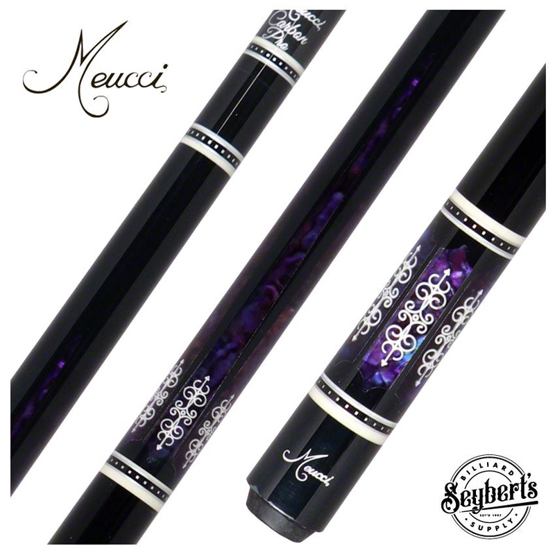 Meucci 21st Century 3 Black – Purple Pearl – Black Wrap Pool Cue with Carbon Shaft -2103BKPUBKC