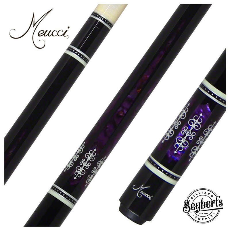 Meucci 21st Century 3 Black – Purple Pearl – Black Wrap Pool Cue with Pro Shaft – 2103BKPUBKP