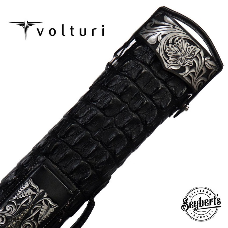 Volturi Custom Hornback Croc Black 4×8 Hard Pool Cue Case – VCBKHC4X8